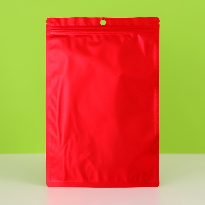 Пакет Зип-лок с окном, с еврослотом, красный, 15.5 х 23.5 см набор 20шт   10460425