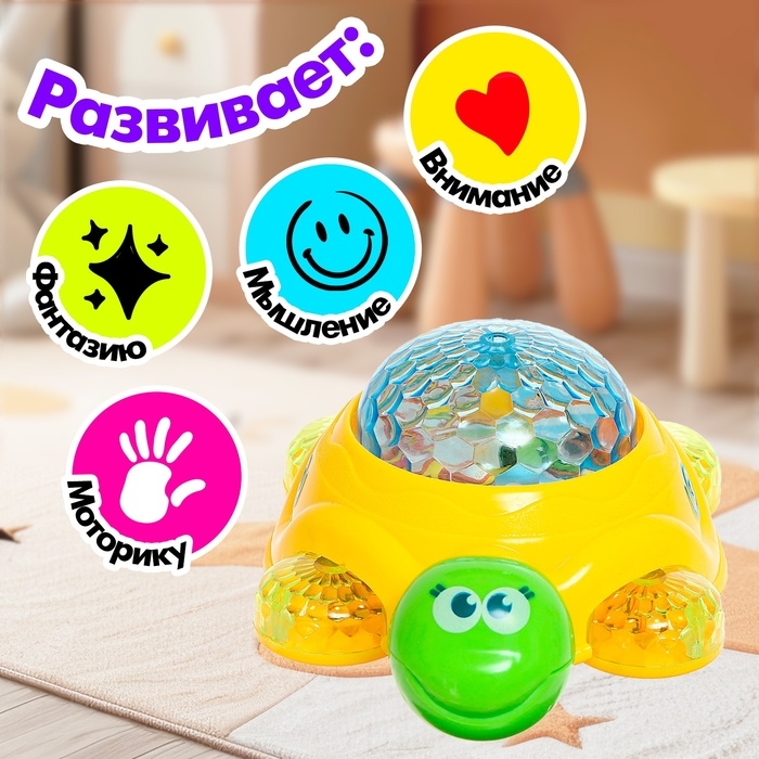 Каталка музыкальная &laquo;Черепашка&raquo;, световые, звуковые эффекты, работает от батареек