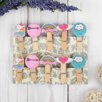 Прищепки декоративные с веревкой для подвеса «Вдохновение» набор 10 шт. Прищепки декоративные с веревкой для подвеса «Вдохновение» набор 10 шт.