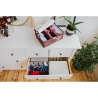 Набор органайзеров для хранения белья с крышкой &laquo;Листочки&raquo;, 3 шт, 32&times;24&times;12 см, цвет коричневый