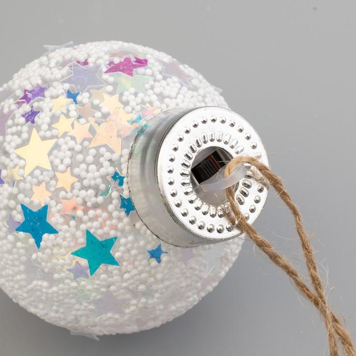 Набор ёлочных шаров &laquo;Снежные&raquo; 2 шт., батарейки, 1 LED, свечение RGB