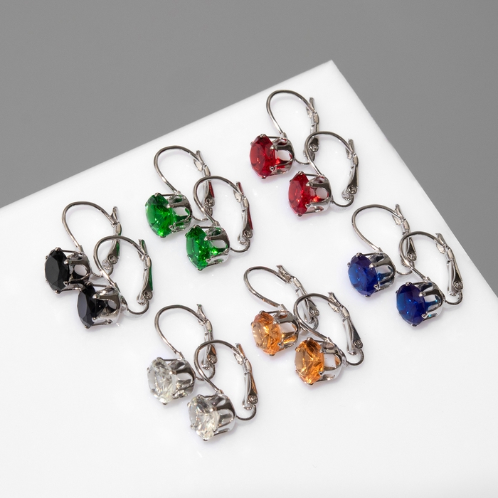 Серьги со стразами «Конфетти» каникулы круг, цвет МИКС в серебре Серьги со стразами «Конфетти» каникулы круг, цвет МИКС в серебре