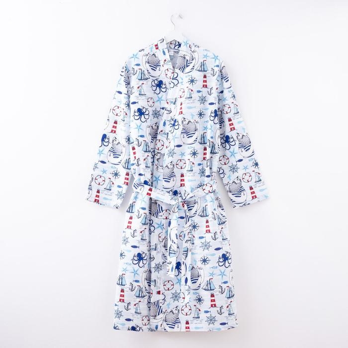 Халат мужской удлиннный Этель Халат мужской удлиннный Этель "Капитан" размер 58-60, вафля 200г/м2, 100% хлопок