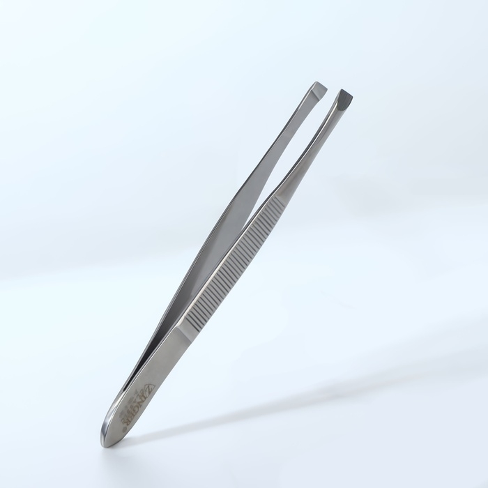 Пинцет скошенный ZINGER, узкий, 9 см, на блистере, цвет серебристый, B-158-S-SH