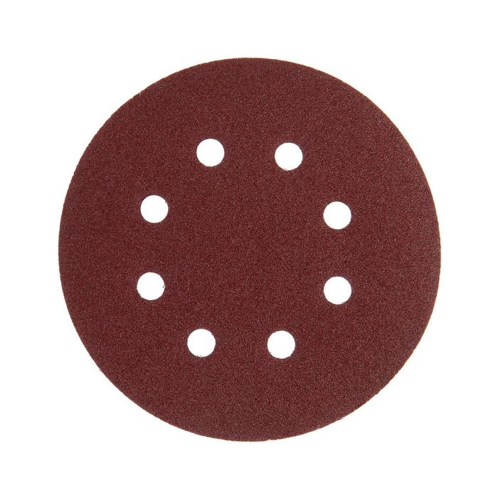 Круг абразивный шлифовальный под "липучку" ТУНДРА, перфорированный, 150 мм, Р100, 5 шт.