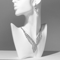Набор 2 предмета: серьги, колье &laquo;Элит&raquo; крылья, цвет белый в серебре, 30 см
