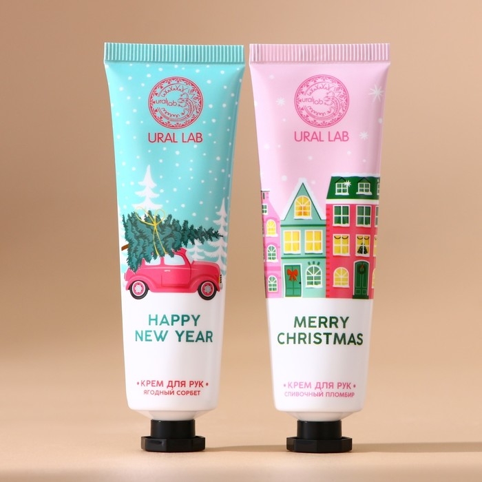 Подарочный набор косметики, крем для рук, 2 х 30 мл, аромат пломбир и ягодный сорбет, Новый Год