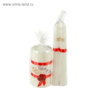 Набор свечей свадебных &laquo;Совет да любовь с розой&raquo;, 3 шт.: красный, родительские 2 шт.-1.8&times;15 см; очаг 1 шт.-5.2&times;9.5 см