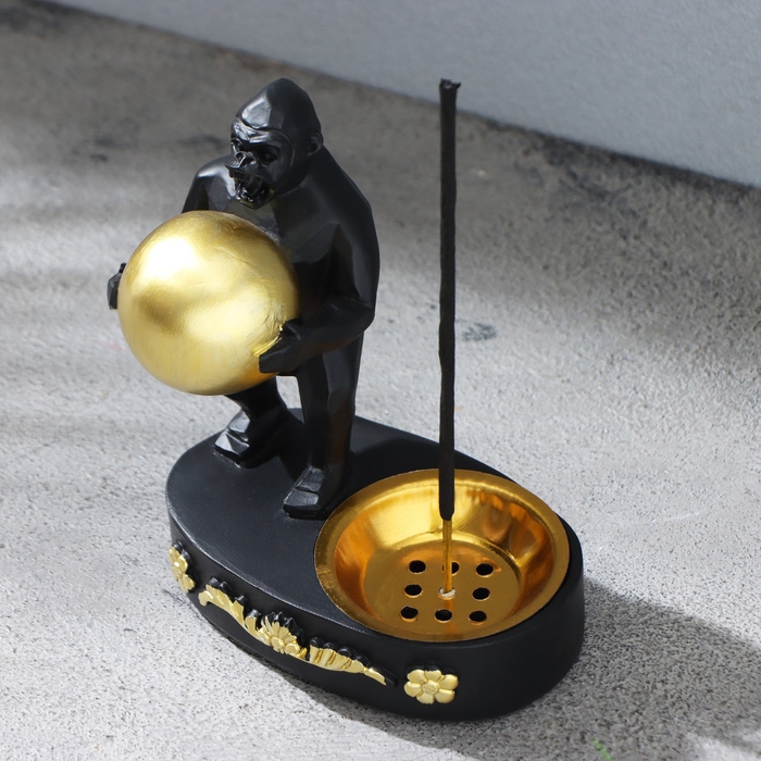 Курильница "Обезьяна с шаром", черная