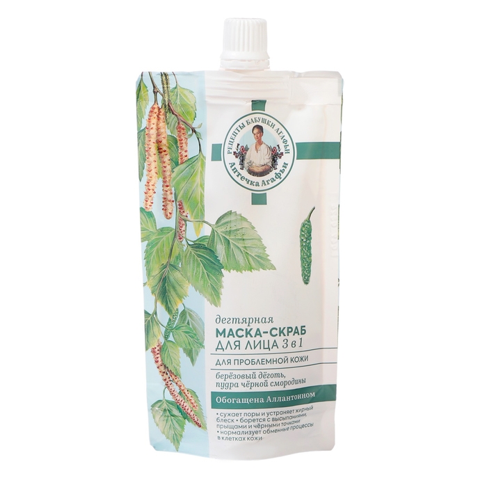 Маска-скраб для лица 3в1 РБА «Дегтярная» для проблемной кожи, 100 мл Маска-скраб для лица 3в1 РБА «Дегтярная» для проблемной кожи, 100 мл