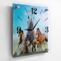 Часы настенные, интерьерные "Лошади", бесшумные, 35 х 35 см