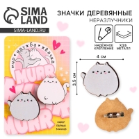 Значки деревянные, неразлучники &laquo;Мир Дружба Жвачка&raquo;, 2 шт., 8 х 12 см.