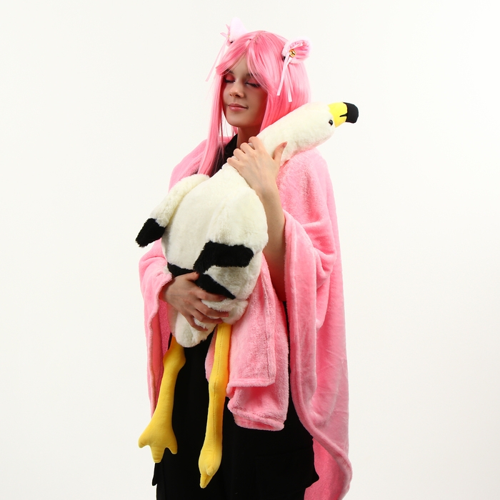 Мягкая игрушка &laquo;Фламинго&raquo; с пледом, 95 см, цвет белый