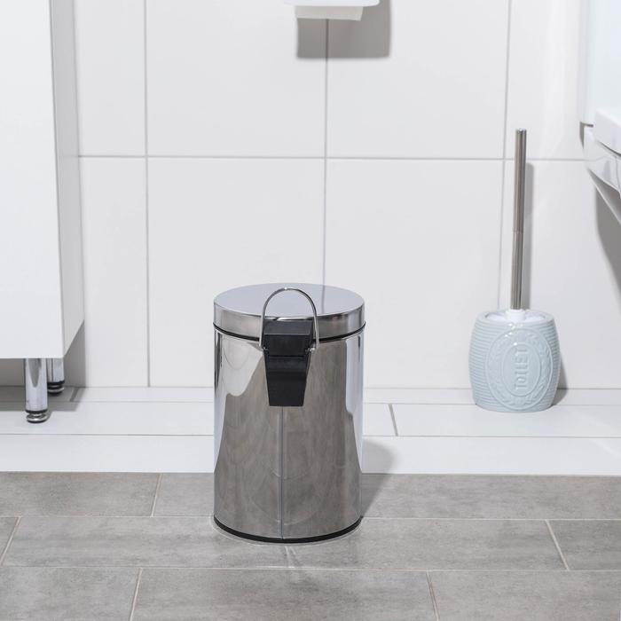 Ведро мусорное с педалью Доляна, 3 л, нержавеющая сталь, цвет хромированный Ведро мусорное с педалью Доляна, 3 л, нержавеющая сталь, цвет хромированный