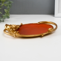 Подставка интерьерная полистоун "Королевские золотые пионы" под красное дерево 23х16,5х3 см   102039