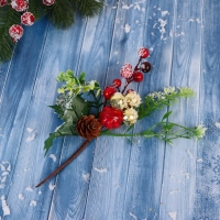 Декор "Зимние грезы" ягоды веточки листья шишка, 19 см Декор "Зимние грезы" ягоды веточки листья шишка, 19 см