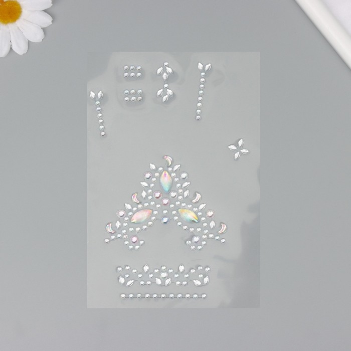 Наклейка пластик стразы "Узоры" МИКС 12х20,3 см