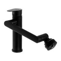 Смеситель для раковины ZEIN Z3509, поворотный излив 360&deg;, картридж 35 мм, латунь, черный