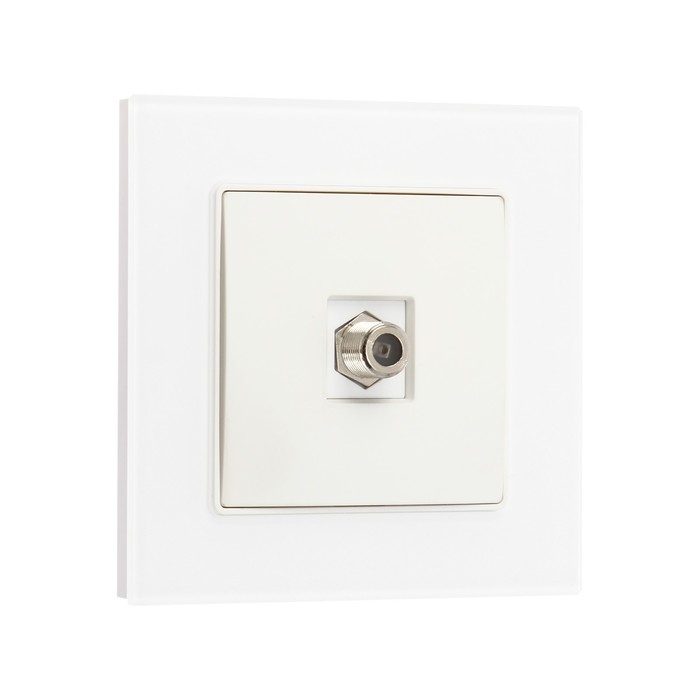 Розетка телевизионная одноместная TOT Matte Glass, скрытая, стекло, белая Розетка телевизионная одноместная TOT Matte Glass, скрытая, стекло, белая