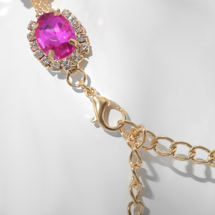 Колье &laquo;Бурлеск&raquo; овалы, цвет бело-розовый в золоте, 30 см