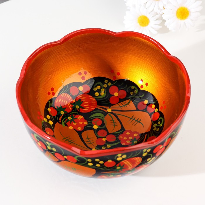 Салатник, резной, 15-16&times;7 см, хохлома