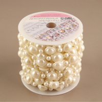 Жемчуг на нитях, плоский, 12 мм, 9 &plusmn; 1 м, цвет молочный