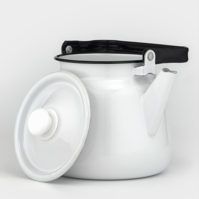 Чайник, 3,5 л, без деколи, эмалированная крышка, индукция, цвет белый