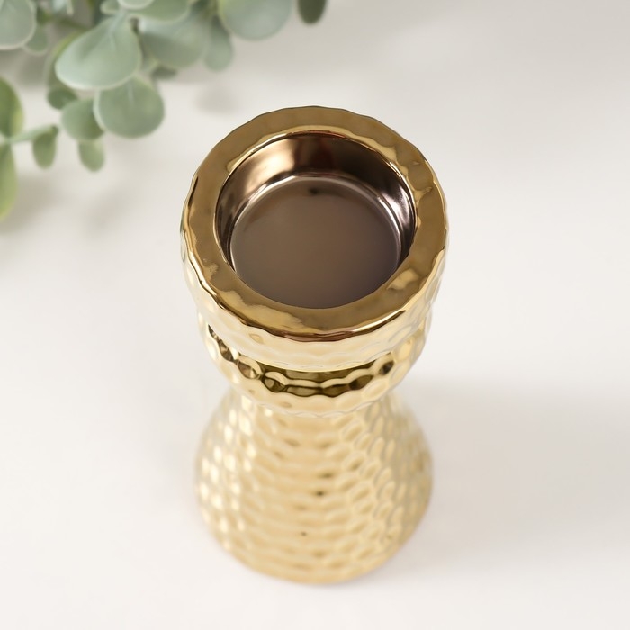 Подсвечник керамика на 1 свечу "Терра" d=3,5 см золото 6х6х14,7 см