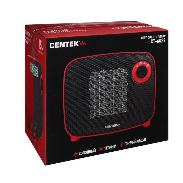 Тепловентилятор Centek CT-6022, керамический, настольный, 1500 Вт, 15 м², красный Тепловентилятор Centek CT-6022, керамический, настольный, 1500 Вт, 15 м², красный