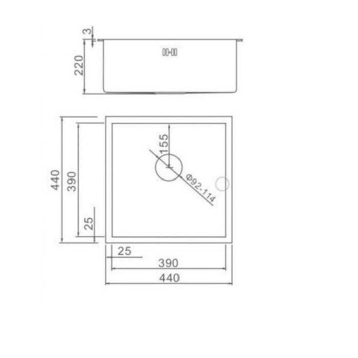 Мойка кухонная AFLORN AF94444, врезная, S=3,0 и 0,8 мм, 44х44х22 см, сифон, сатин