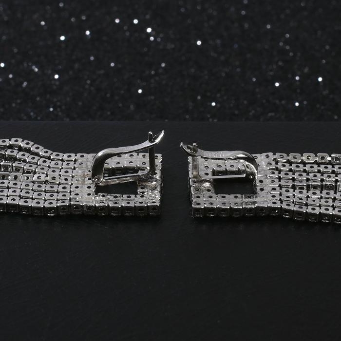 Серьги висячие со стразами &laquo;Голливуд&raquo; ромб полый, цвет белый в серебре, 7,5см