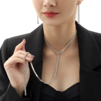 Набор 2 предмета: серьги, колье &laquo;Лёд&raquo; дорожка мелкая, цвет белый в серебре, 30 см