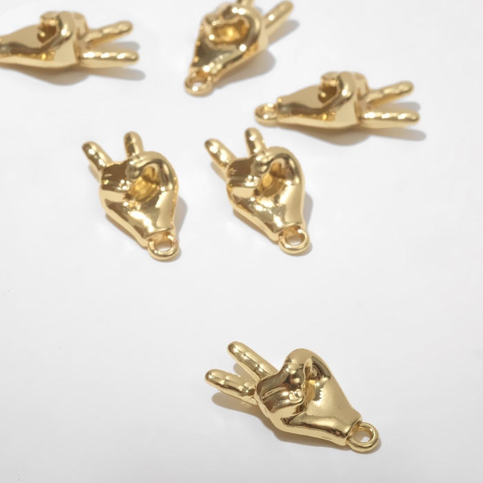Подвеска &laquo;Рука&raquo; PEACE, набор 10 шт., цвет золото