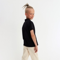 Футболка детская поло MINAKU: Basic line цвет черный, рост 98
