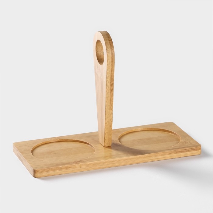 Набор банок фарфоровых для сыпучих продуктов с ложками на бамбуковой подставке BellaTenero &laquo;Герда&raquo;, 2 предмета: 300 мл, цвет белый