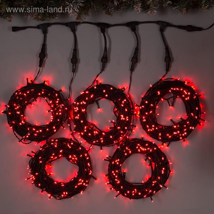 Гирлянда &laquo;Клип-лайт&raquo; 5 нитей по 20 м, IP44, УМС, тёмная нить, 665 LED, свечение красное, 24 В