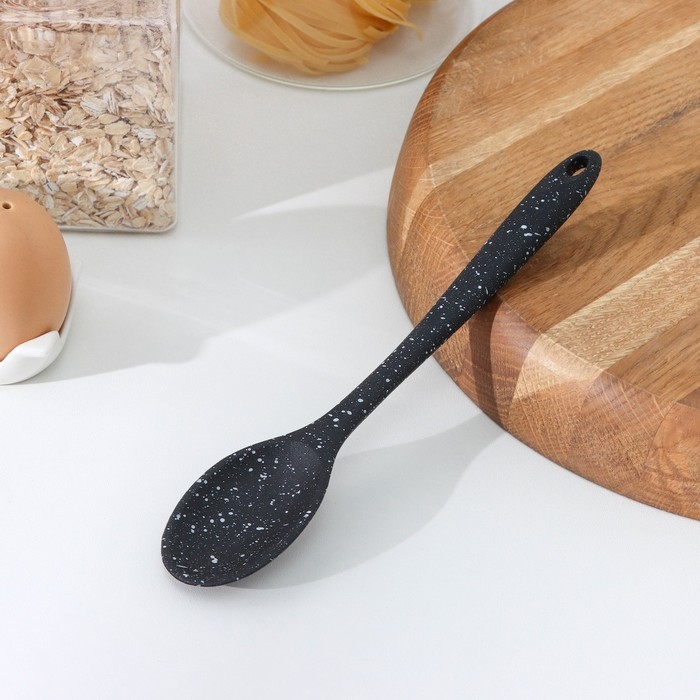 Ложка гарнирная Доляна &laquo;Орион&raquo;, силикон, 21&times;4,3 см, цвет чёрный