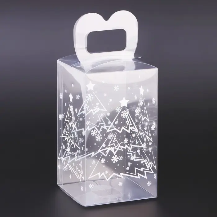 Коробка подарочная новогодняя складная ПВХ &laquo;Ёлочка в лесу&raquo; 12&times;7&times;7 см