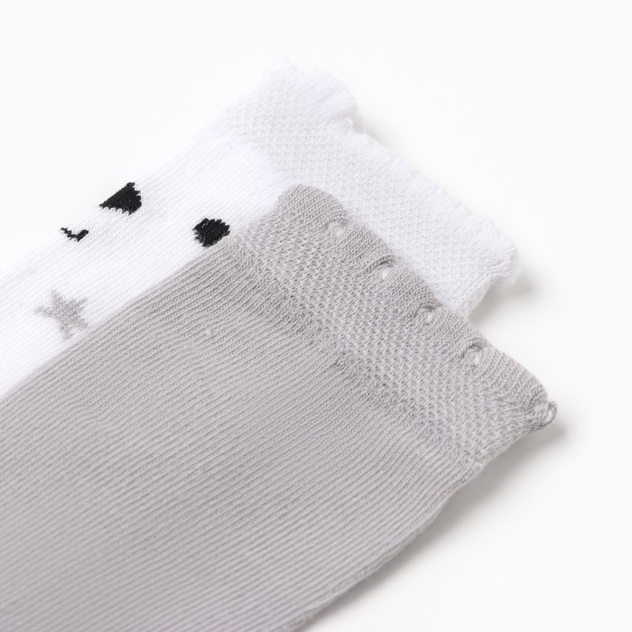 Гольфы детские 2 пары Крошка Я, 12-14 см, белый / серый
