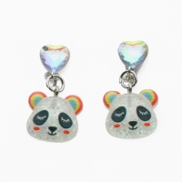 Серьги-клипсы детские "Выбражулька" панда с сердцем кристалл, цветные