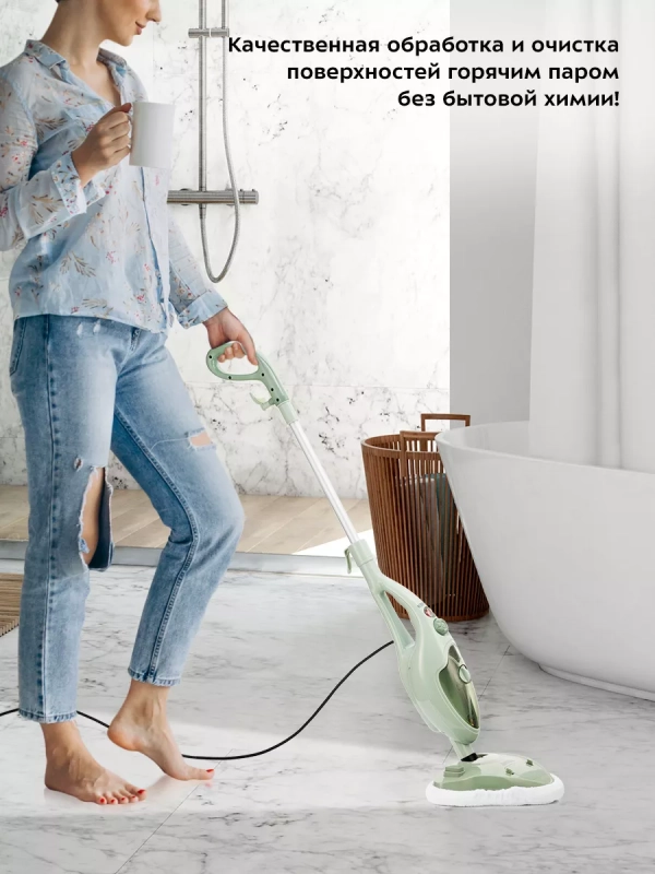 Паровая швабра с насадками КТ-1076 (2 в 1) - 1300 Вт