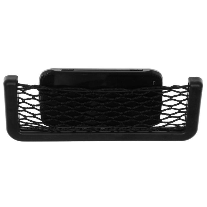 Карман-сетка под телефон TORSO, на клейкой ленте, 14,5 х 8 см, чёрный