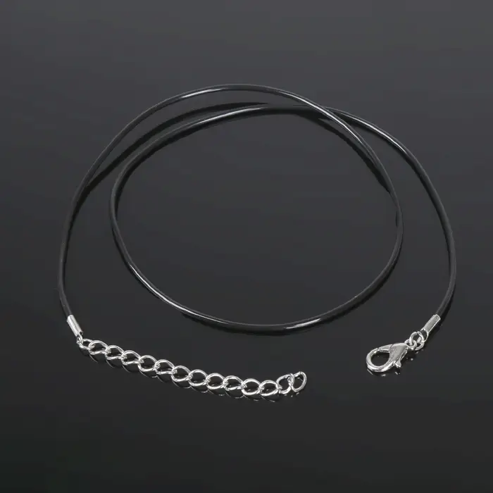 Шнурок каучуковый d=1.5 мм, 45 см с удлинителем, чёрный