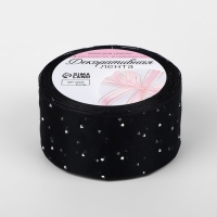 Лента капроновая, со стразами, 38 мм &times; 9,1 &plusmn; 0,5 м, цвет чёрный