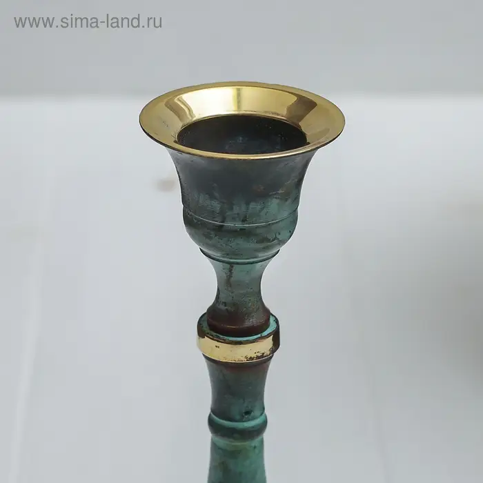 Подсвечник под старину "Надежда" латунь 7,5х7,5х17 см