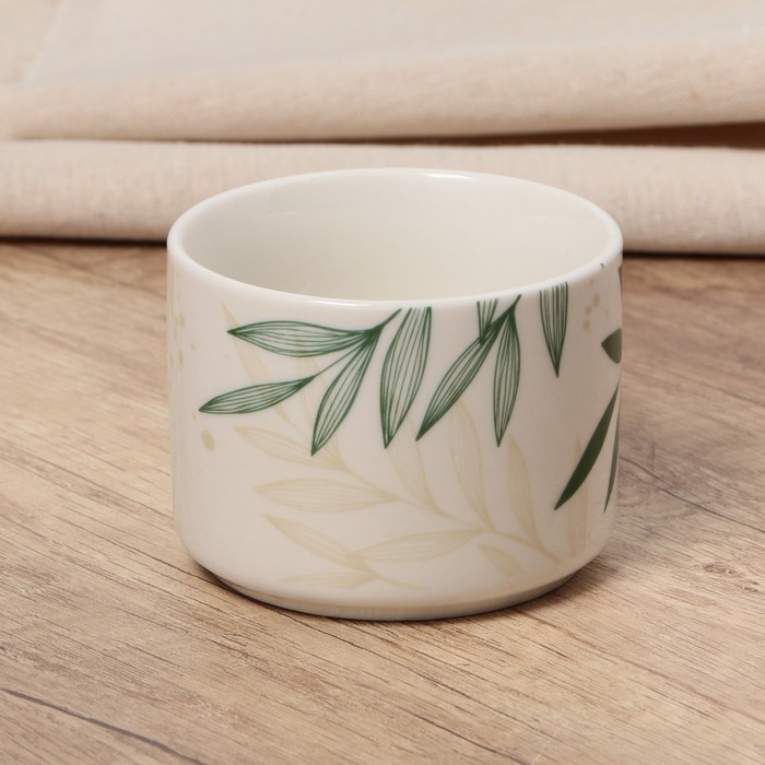 Чайная пара керамическая &laquo;Листья&raquo;, 200 мл, цвет белый