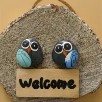 Панно "WELCOME" дерево 15х3х15 см, цв. серый