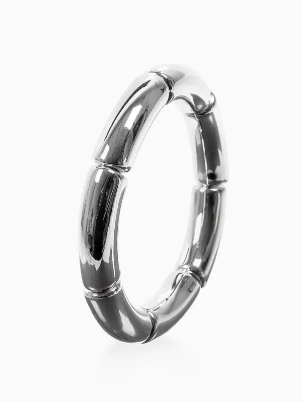 Браслет пластик на резинке "Стиль" гладкий, цвет серебро