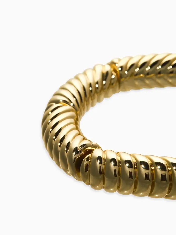 Браслет пластик на резинке "Стиль" резной, цвет золото