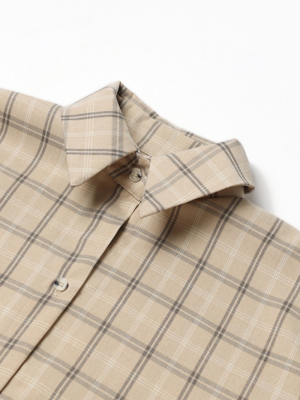 Рубашка женская MINAKU: Casual Collection цвет бежевый в клетку, р-р 42